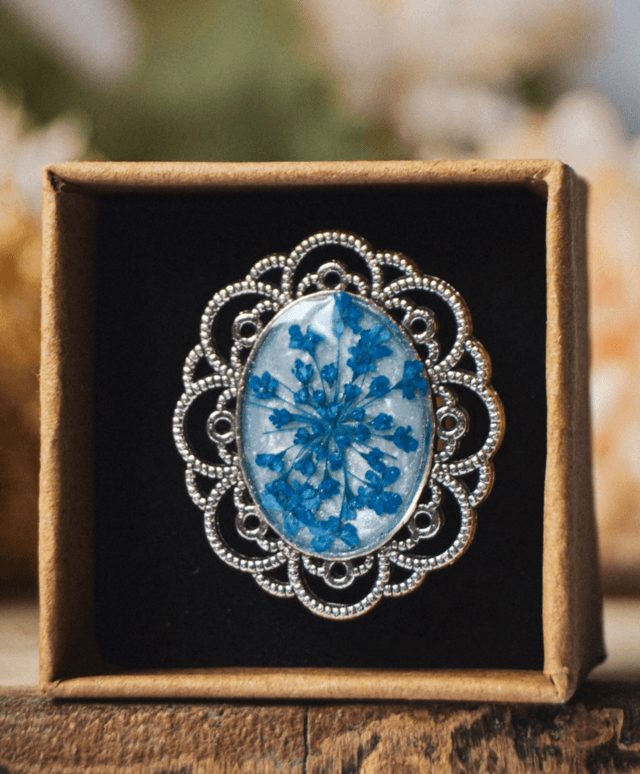 Anel flor azul