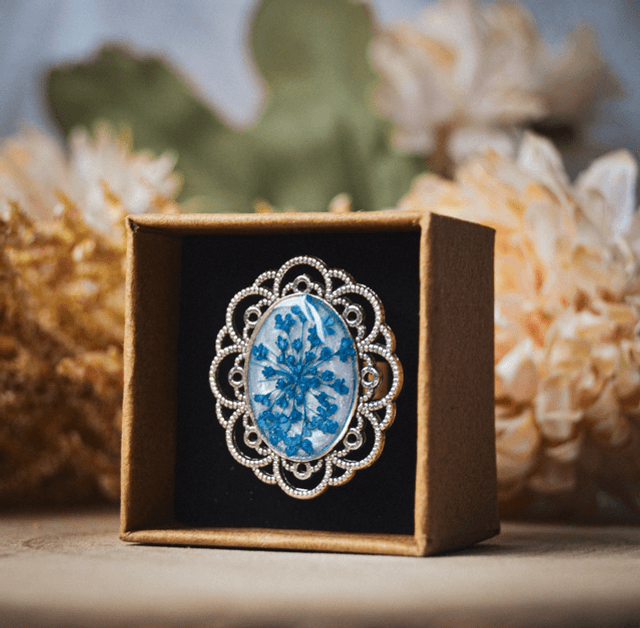 Anel flor azul
